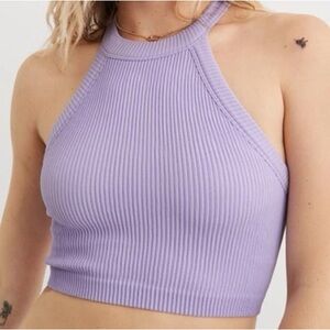 Aerie Superchill Seamless High Neck Lavender Bra Top Size Women’s Small